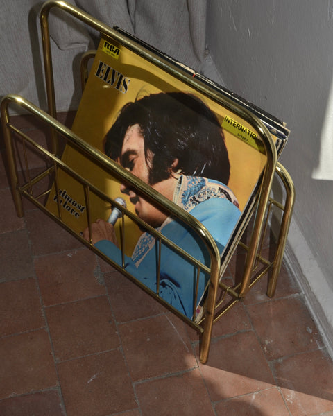 Vintažinis metalinis stovas vinilinėms plokštelėms / žurnalams