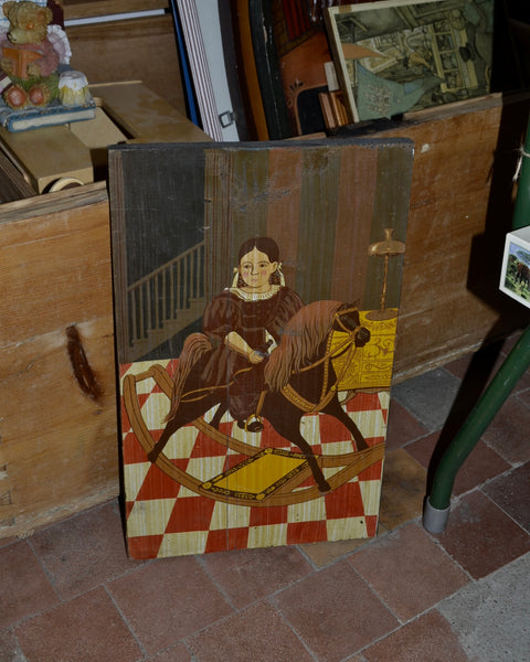 Vintažinis medinis folk art stiliaus paveikslas
