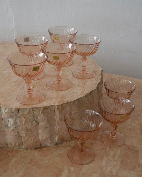 Vntažinės Arcoroc / Luminarc Rosaline šampano taurės (coupes)