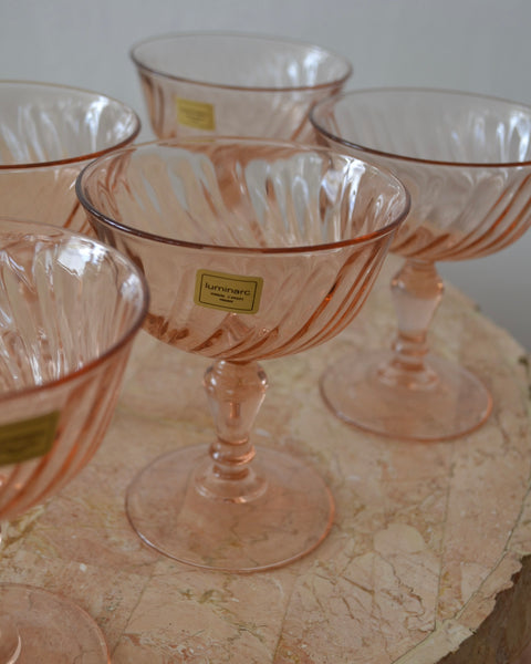 Vntažinės Arcoroc / Luminarc Rosaline šampano taurės (coupes)