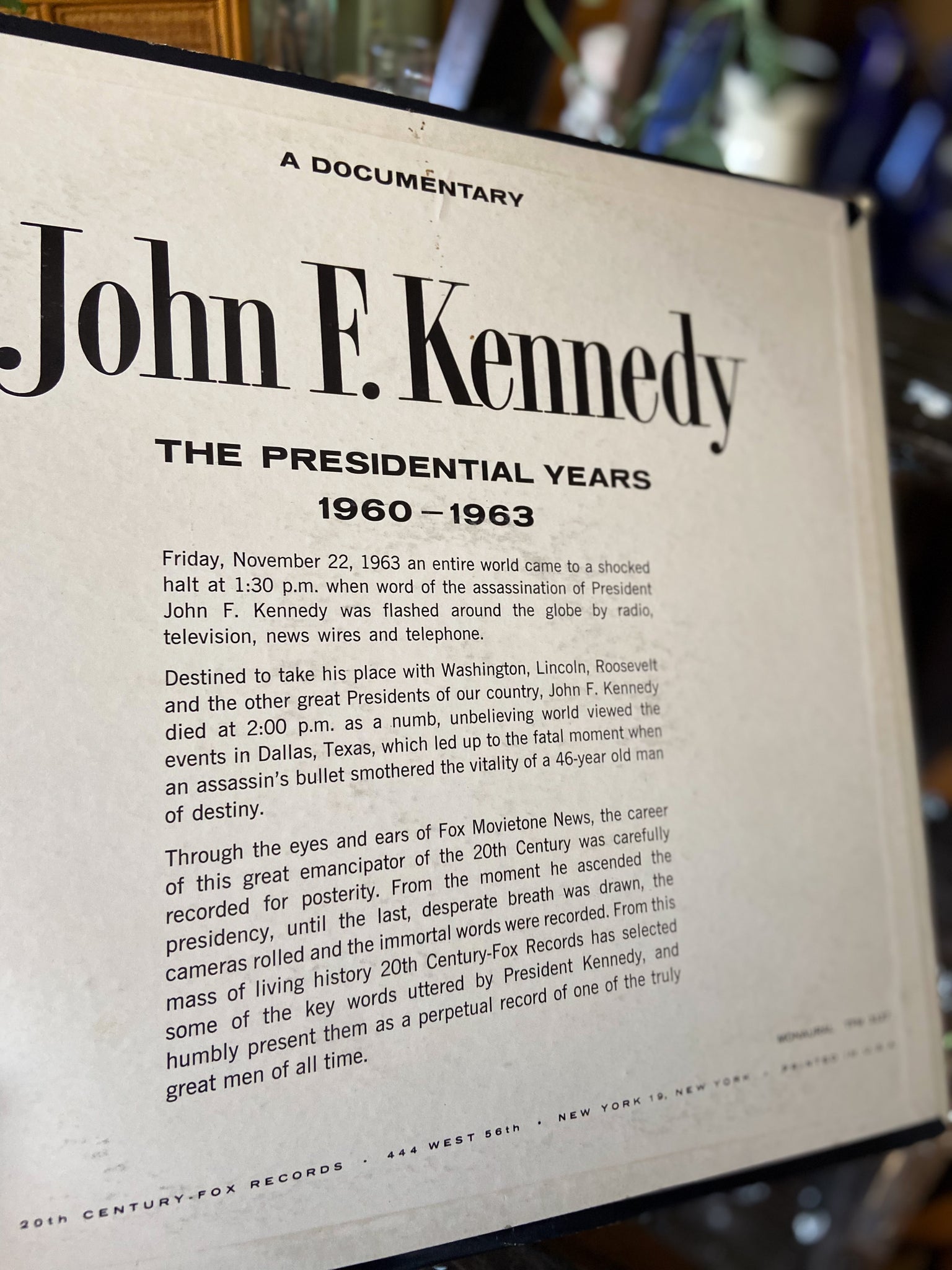 J.F.KENNEDY DOKUMENTINĖ VINILINĖ PLOKŠTELĖ